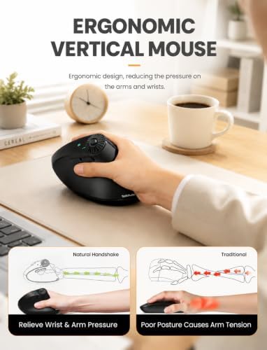 SABLUTE MAM51 Ergonomic Mouse, Bluetooth Mouse with Side Scroll Wheel