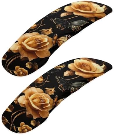 Rose Butterfly Print Office Chair Arm Covers Protectors, Elastic Chair Armrest Slipcovers Soft Comfy Desk Chair Armrest Covers, Universal Game Chair Arm Rest Covers