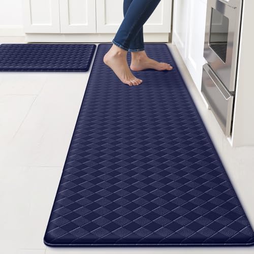 TranquilRelax Kitchen Mats, Cushioned Mats with Extra-Long Runner, Blue