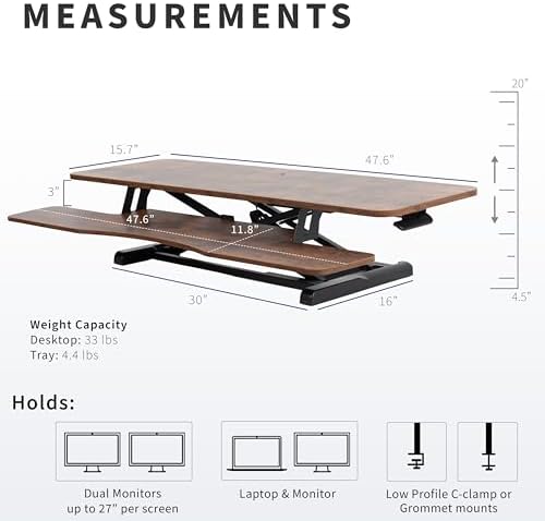 VIVO Rustic Vintage Brown 48 in Standing Desk Converter, DESK-V048KN