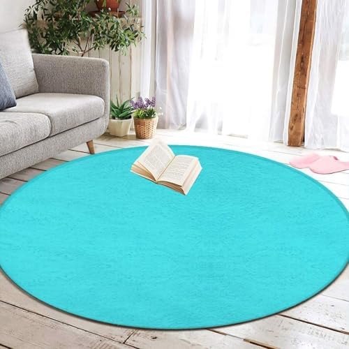 Large Round Area Rug Home Decor Modern Bathroom Rug Kitchen Office Circle Rug for Living Room Sofa Circle Cute Mat Blue, 60inch