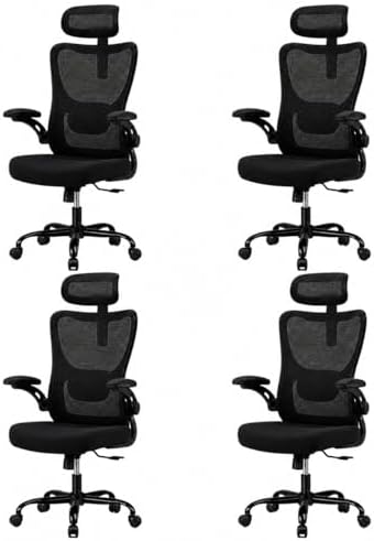 HUANUO Ergonomic Office Chair, High Back Computer Desk Chair with Adjustable Lumbar Support and Headrest, Comfy Gaming Chair with 3D Armrests, Home Office Rolling Chair, Max Load 300 lbs, Pack of 4
