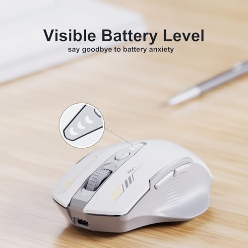 Uineer Wireless Mouse, 2.4GHz Rechargeable Computer Mouse, Battery Display