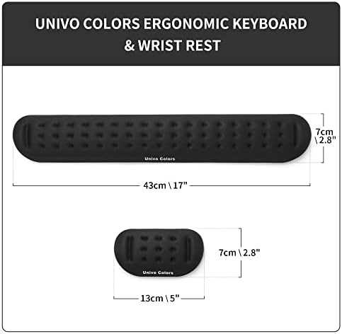 Univo Colors Black Keyboard Wrist Support and Mouse Wrist Rest Set, Made of Memory Foam Soft Gel, Ergonomic Pad for Computer, Laptop, Mouse, Office, Gaming