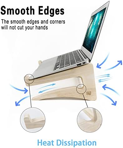 UI U & I Laptop Stand, Wooden Laptop Stand, Detachable Wooden Notebook Holder Mount Stand for Desk, 11-14inch Compatible with Apple MacBook Air Mac Pro, HP, DELL, Acer, Toshiba, Surface, Lenovo etc
