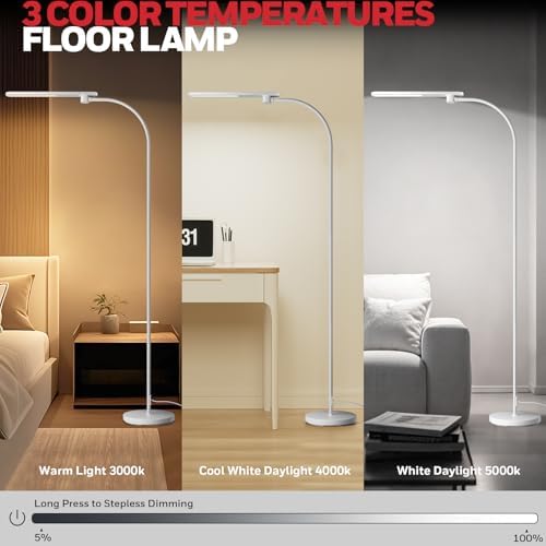 Honeywell LED Floor Lamp Dimmable Gooseneck Reading Living Room Bedroom 77"