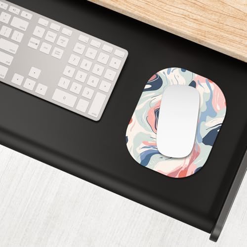 Small Mouse Pad, 6 x 7 Inch, Oval Mini Mouse Pad with Non-Slip Rubber Base for Laptop Wireless Mouse Keyboard Tray Mousepad, Patterns of Rivers