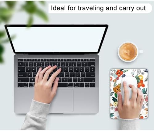 Small Mouse Pad, Mini Mouse Pad 6 X 8 Inch with Non-Slip Rubber Base for Keyboard Tray Laptops Wireless Mouse Home Office Travel, Washable & Portable (Bright Flowers)