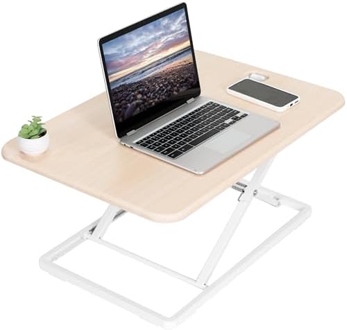 VIVO Light Wood 26 in Single Top Standing Desk Converter, DESK-V001JF