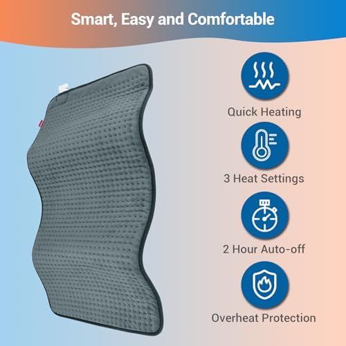 Comfytemp Extra Large Heating Pad for Back & Period, 33"x17" Electric Throw