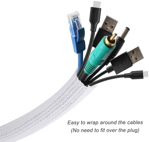 Cable Management Sleeve, Split Design, 10FT - 1.25 Inch, White