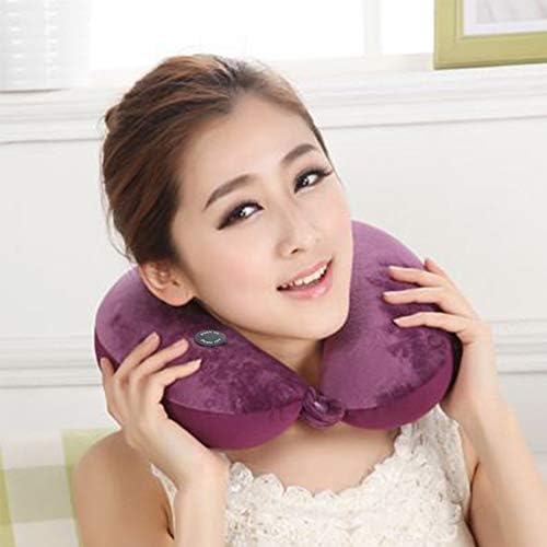 Hooshing Vibrating Neck Pillow Portable Travel Neck Pillow Massage, Fuchsia