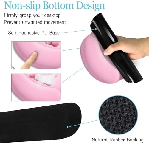 LIMKRIAN Elephant Mouse Pad Large Desk Mat Set, Kawaii Pink Desk Decor