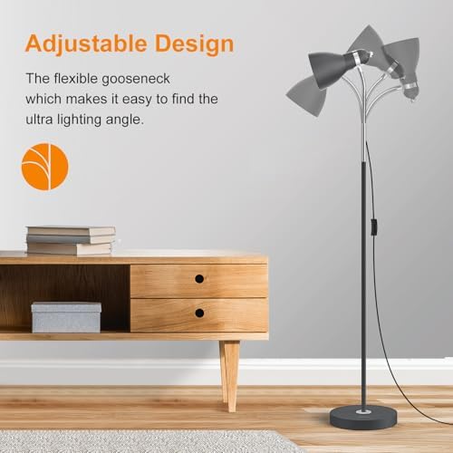 LEPOWER Floor Lamp, Metal Standing Lamp with Adjustable Gooseneck for Dorm