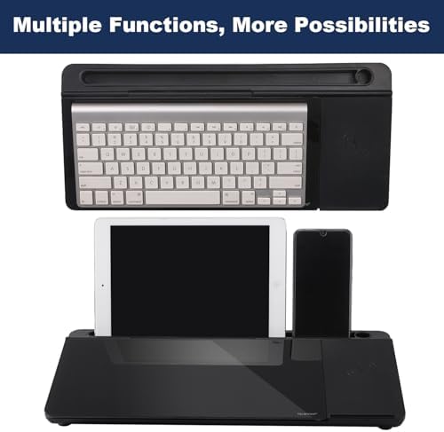 Small Glass Desktop Whiteboard Dry-Erase-Board - Computer Keyboard Stand with Wireless Charger White Board Surface Pad with Drawer, Desk Organizers with Accessories for Office, Home, School Supplies