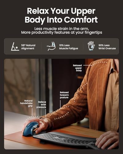 ProtoArc EM11 Pro Ergonomic Mouse for Large Hands, Side Scroll, Blue