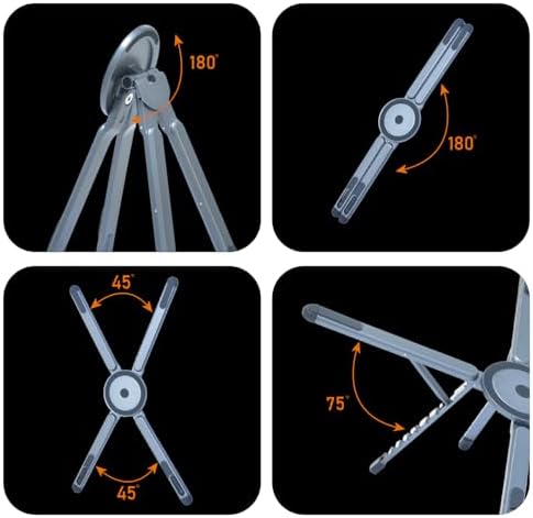 Foldable Laptop Stand, Adjustable w/Magnetic Phone Holder, Aluminum 10-16"