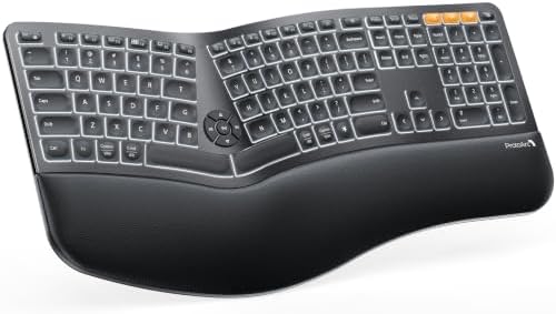 ProtoArc EK01 Plus Backlit Ergonomic Bluetooth Keyboard, Matte Black