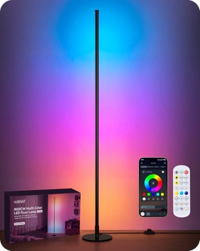 EDISHINE RGBCW Corner Floor Lamp, Music Sync, Smart App & Remote Control