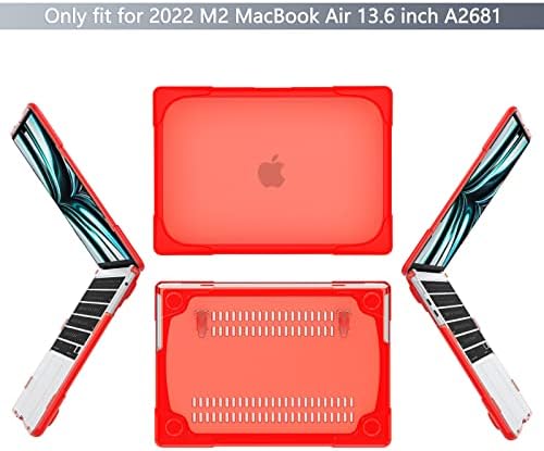 Batianda Foldable Stand Heavy Duty Case for MacBook Air 13.6 inch, Red