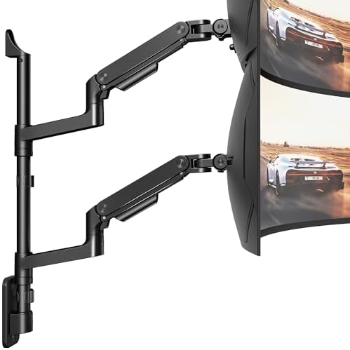 ARES WING Dual Monitor Wall Mount for 17-49 Inch Ultrawide Screens, Black