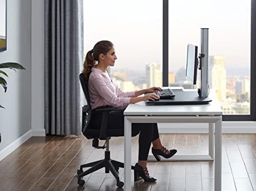 Victor High Rise Electric Sit-Stand Standing Desk Converter with Single Monitor Stand - Height Adjustable Office Desk Workstation for Home, 28" x 23" Work Surface, Black
