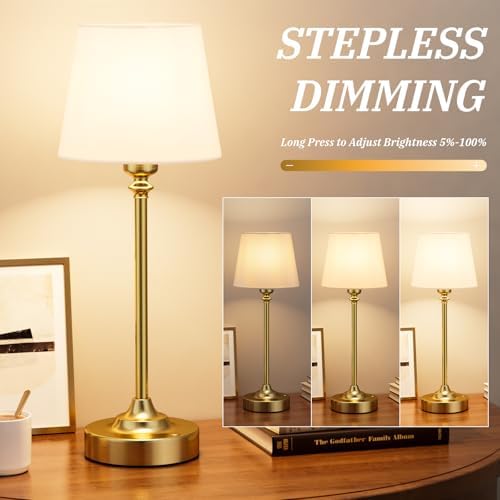Kakanuo Gold Cordless Table Lamp with Rechargeable Battery, 1 Pack