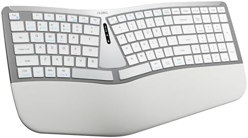 Nulea RT07B Wireless Ergonomic Keyboard - Split Keyboard, Wrist Rest, Natural Typing, Bluetooth and USB Connectivity, USB-C Rechargeable,Compatible with Windows Mac (Grey White)