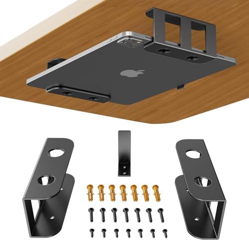 BYMECOST Under Desk Laptop Mount, Metal Under Desk Storage Holder, Black