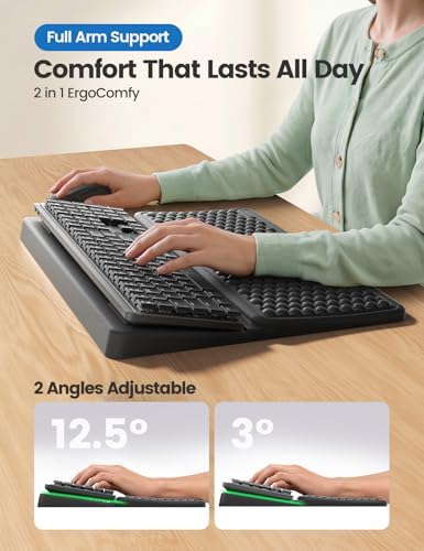 Vaydeer Keyboard Wrist Rest for Computer, Ergonomic Large Keyboard Mat Pad with Wrist Support, Soft Memory Foam Keyboard Stand for Desktop Gaming Home Office Carpal Tunnel Pain Relief