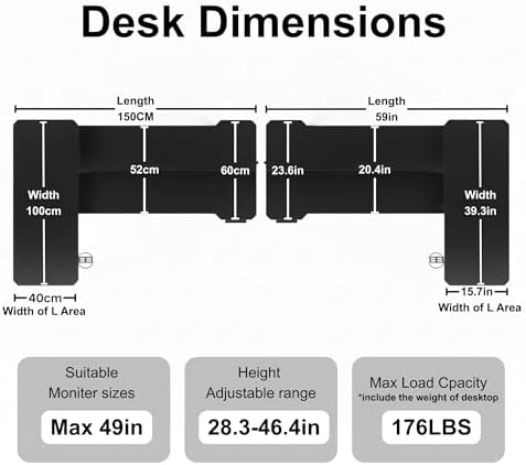 Acrolix L Shaped Electric Standing Desk,59x40 Reversible,Oak