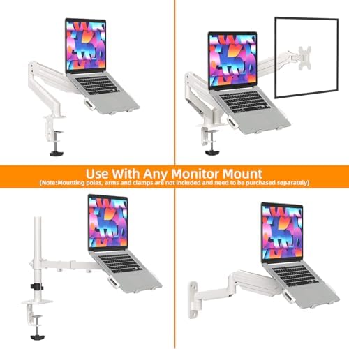 suptek Adjustable 13 to 18 inch Laptop VESA Arm Mount Tray for Monitor Arms and Stands (Tray Only),Fits 75x75/ 100x100 mm VESA Mount Holes,and Supports Weight up to 10lbs,White(TP007W)