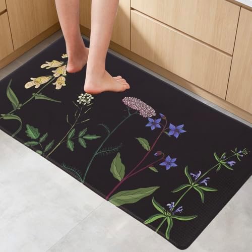 Mirok Washable Anti Fatigue Mat for Cushioned Floor Mats,Colorful Floral Non-Skid Ergonomic Comfort Foam Rugs,Non Slip Kitchen Rug(Multi Flower,17"x29")