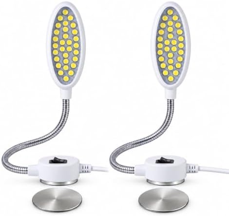 Dimmable Sewing Machine Light, 6.56ft Cord, Magnetic 30-LED Work Lamp, 2-Pk