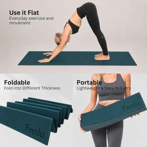 Foldable Yoga Mat, 72" x 24", 6/8/10/12mm
