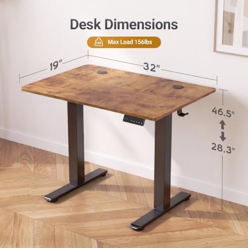 Claiks Electric Small Standing Desk, 32x19 Inch, Rustic Brown