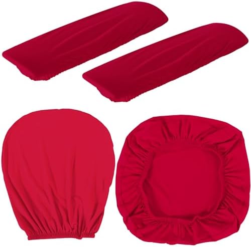 Tallew 4 Pcs Office Chair Covers Set Computer Universal Protective Stretchable Chair Seat Covers Desk Armrest Cover Slipcovers Pads Office Cushion Backrest for Rotating(Regular,Red)
