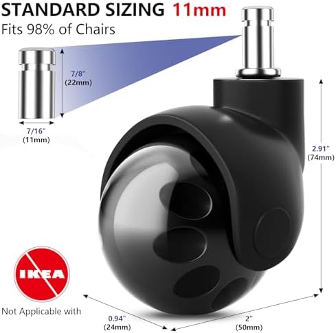 AGPTEK Office Chair Caster Wheels, 2" Office Chair Ball Caster Wheels