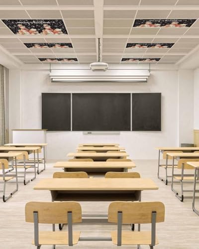 Black Christmas Magnetic Fluorescent Light Covers for Ceiling Lights 2 x 4 Feet,Vintage Snowflakes Snowman Bear Farmhouse Office Classroom Kitchen Drop Ceiling Light Covers Filters Shade Panel 3 Packs