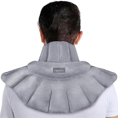 REVIX Microwavable Heating Pad for Neck Shoulders & Back, Moist Heat, Gray