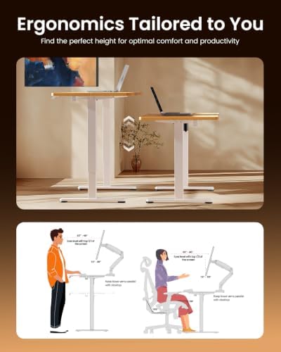 ErGear Height Adjustable Electric Standing Desk, 32 x 19 Inches Sit Stand up Desk, Memory Computer Home Office Desk, Light Vintage Brown