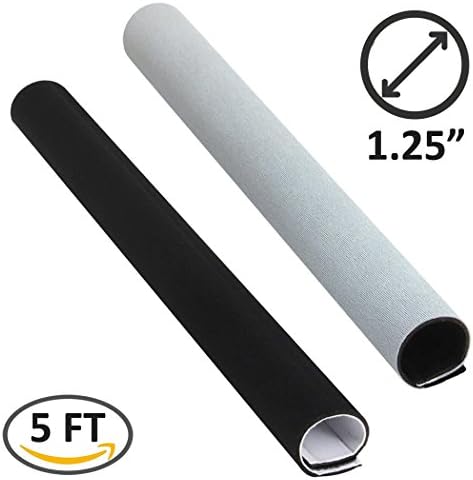 Electiduct 1.25" Neoprene Easy Cable Wrap with Hook and Loop Fastener Wire Manager Cord Protector - Reversible Black/White - 5 Feet