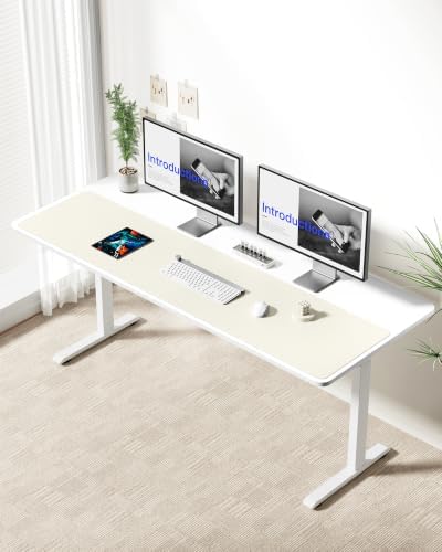 YSAGi Leather Desk Pad Protector, Office Desk Mat, Large Mouse Pad, Non-Slip PU Leather Desk Blotter, Laptop Desk Pad, Waterproof Desk Writing Pad for Office and Home (Cream,55" x 17.2")