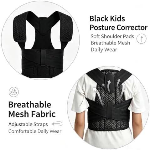 Back Brace Posture Corrector Kid Teenagers,Adjustable Upper Back Straightener Lumbar Support Belt for Hunchback Correction Pain Relief,Breathable Spine Support Brace Spine Corrector