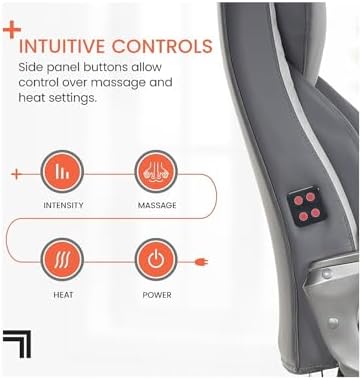 Sharper Image S-600 Active Lumbar Heated Ergonomic Bonded Leather Swivel Executive Massage Chair, Gray (60098-GRY)