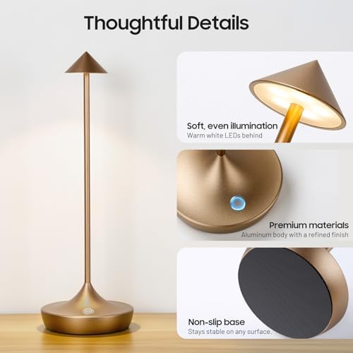 Cordless Table Lamp, Rechargeable 6000mAh Battery Table Light