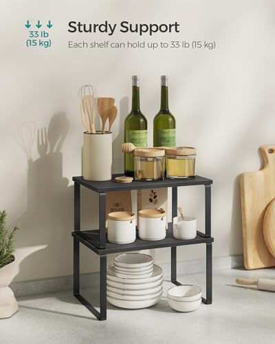 SONGMICS Cabinet Organizer Shelf, Set of 4 Spice Rack, Kitchen Storage