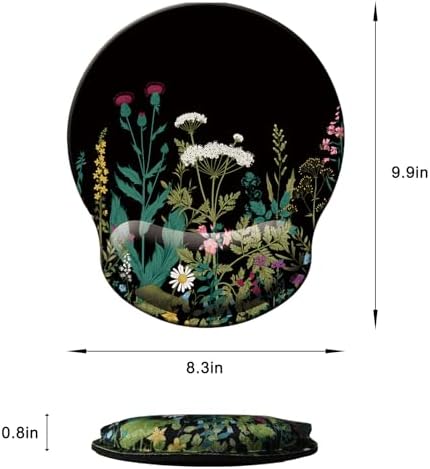 Mouse Pad with Wrist Support, Ergonomic Mouse Pad with Memory Foam Wrist Rest Cushion, Non-Slip Rubber Base Gaming Mice Pad for Home Office Computer Laptop, Flowers Grass