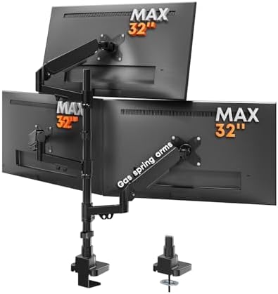 Triple Monitor Mount for up to 32’’ Ultrawide Screens, Heavy Duty,Black