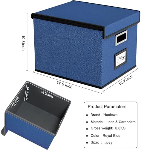 File Organizer Box with Lids, Collapsible File Folder Organizer